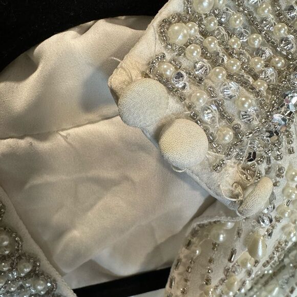 ASOS Edition Linear Fringe Pearl Embellished Crop Top With High Neck in White - Picture 13 of 13